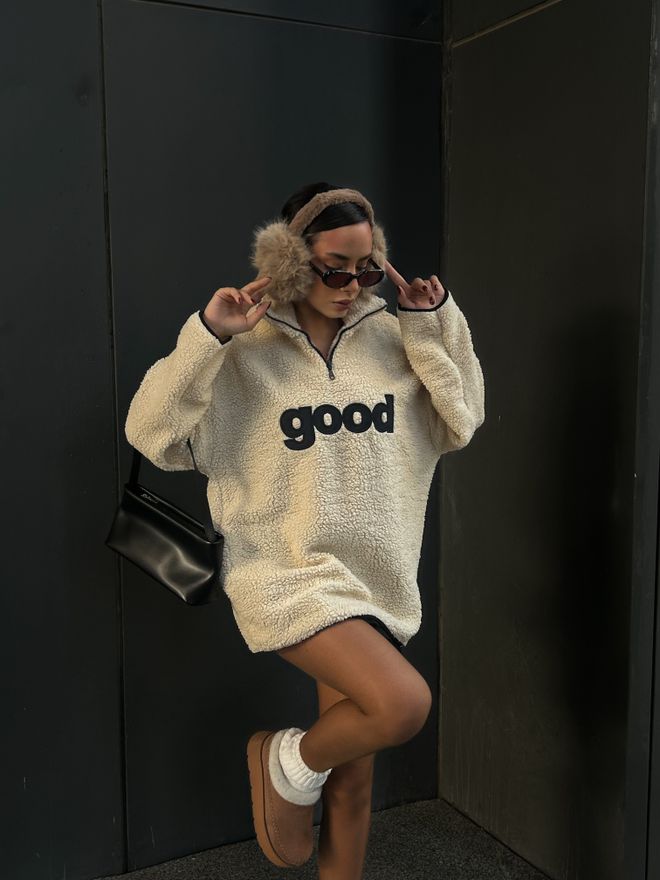 Oversize Nakışlı Sweatshirt