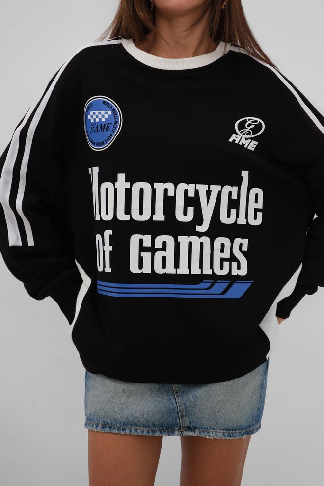 Şerit Detay Oversize Sweatshirt